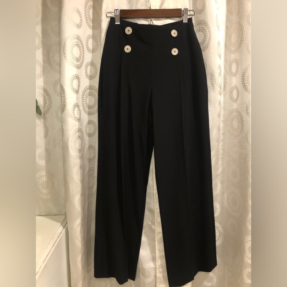 LK Bennett BLACK Wide-Leg “Parker” Trousers with buttons ASO Kate Middleton